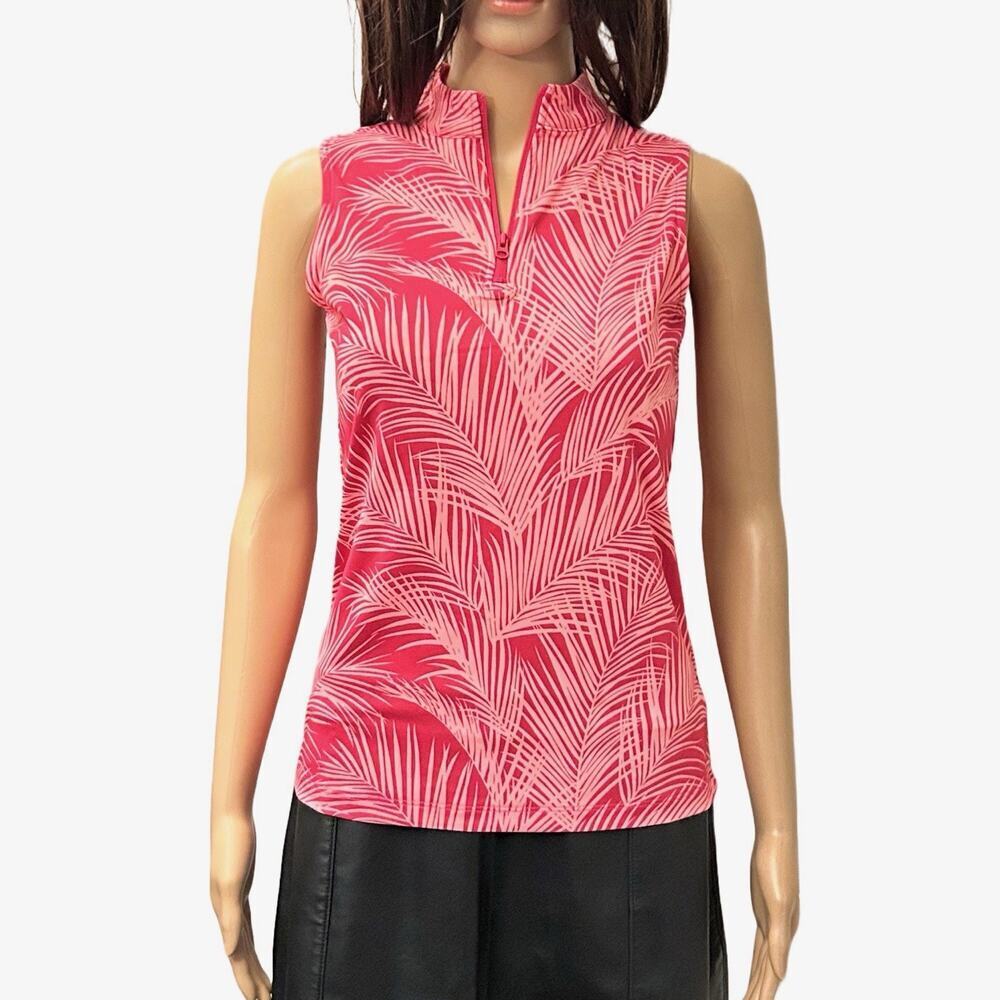 Tommy Bahama Active Women's Floral 1/4 Zip Sleeveless Polo Top Size M - NWT